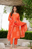 Orange Flower Printed Suit for Women Orange Flower Printed Suit for Women