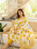 White & Yellow Floral Print Anarkali Kurta, Palazzo & Dupatta Set White & Yellow Floral Print Anarkali Kurta, Palazzo & Dupatta Set