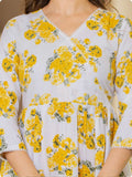 White & Yellow Floral Print Anarkali Kurta, Palazzo & Dupatta Set White & Yellow Floral Print Anarkali Kurta, Palazzo & Dupatta Set