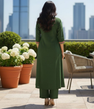 Green Embroidered Kurta Pant Set for Women