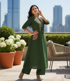Green Embroidered Kurta Pant Set for Women