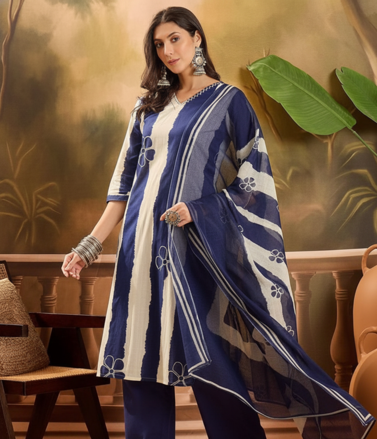 Multicolor Floral Printed Kurta Set with Dupatta for women