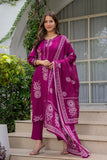 Maroon Floral Printed Kurta Set for Women
