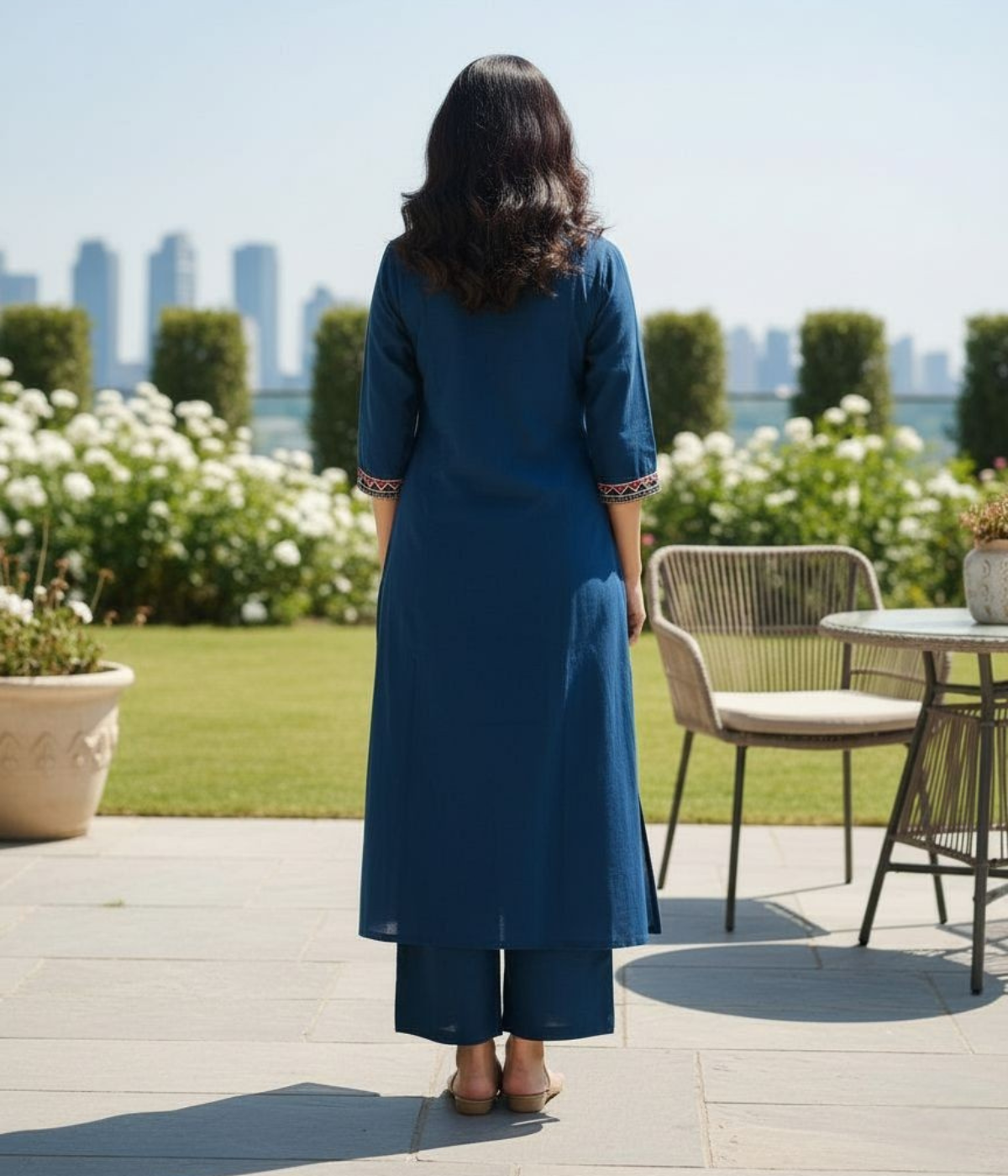 Blue Embroidered Kurta Pant Set for Women