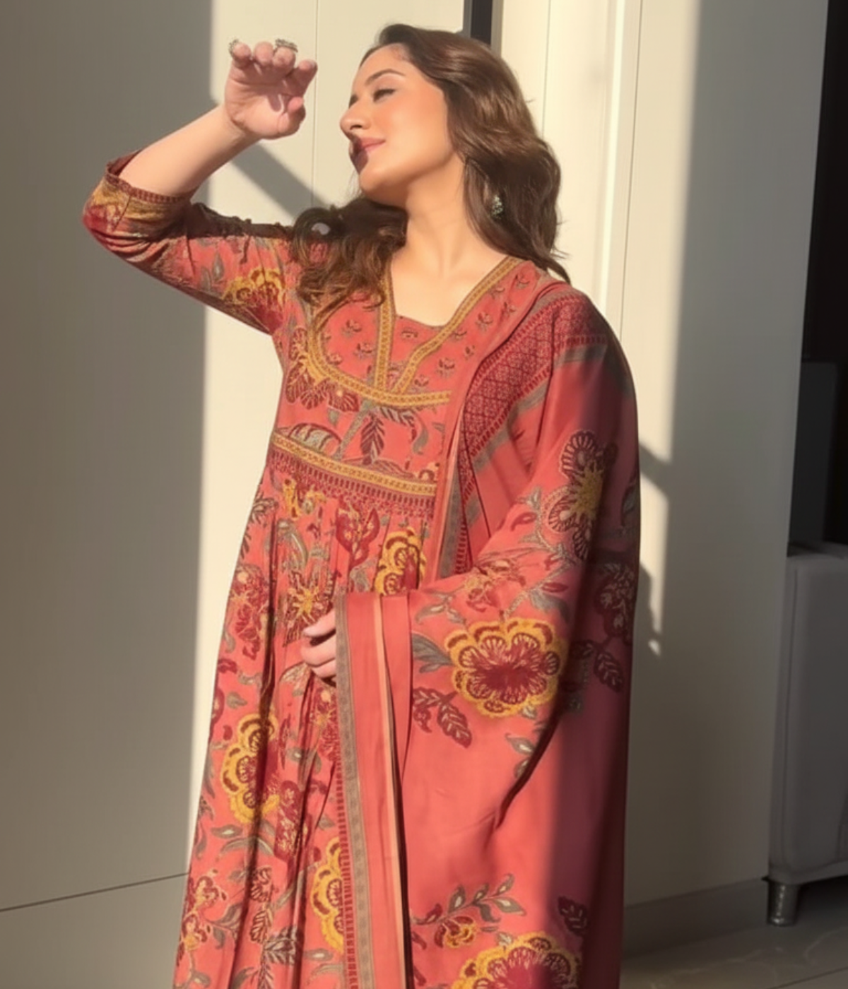 Multicolor Floral Printed Cotton Kurta Set with Dupatta