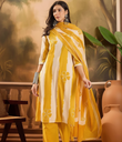 Mustard Yellow Floral Printed Kurta Set with Dupatta