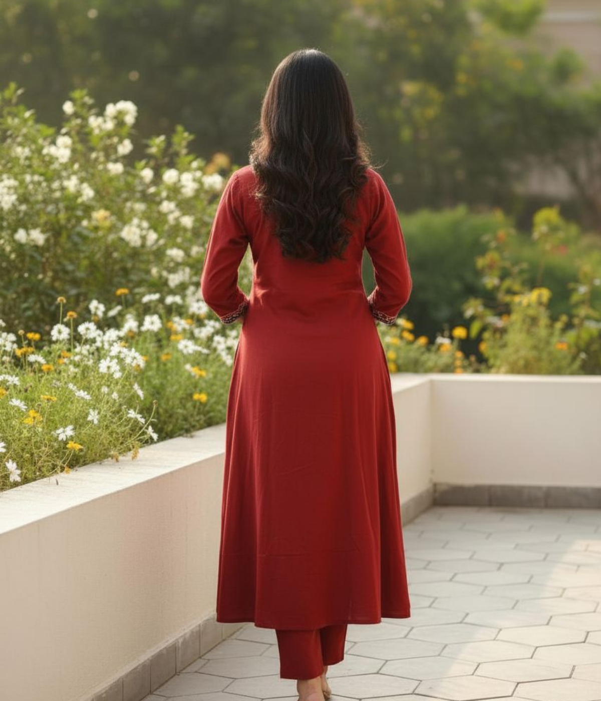 Maroon Embroidered Kurta Pant Set for women