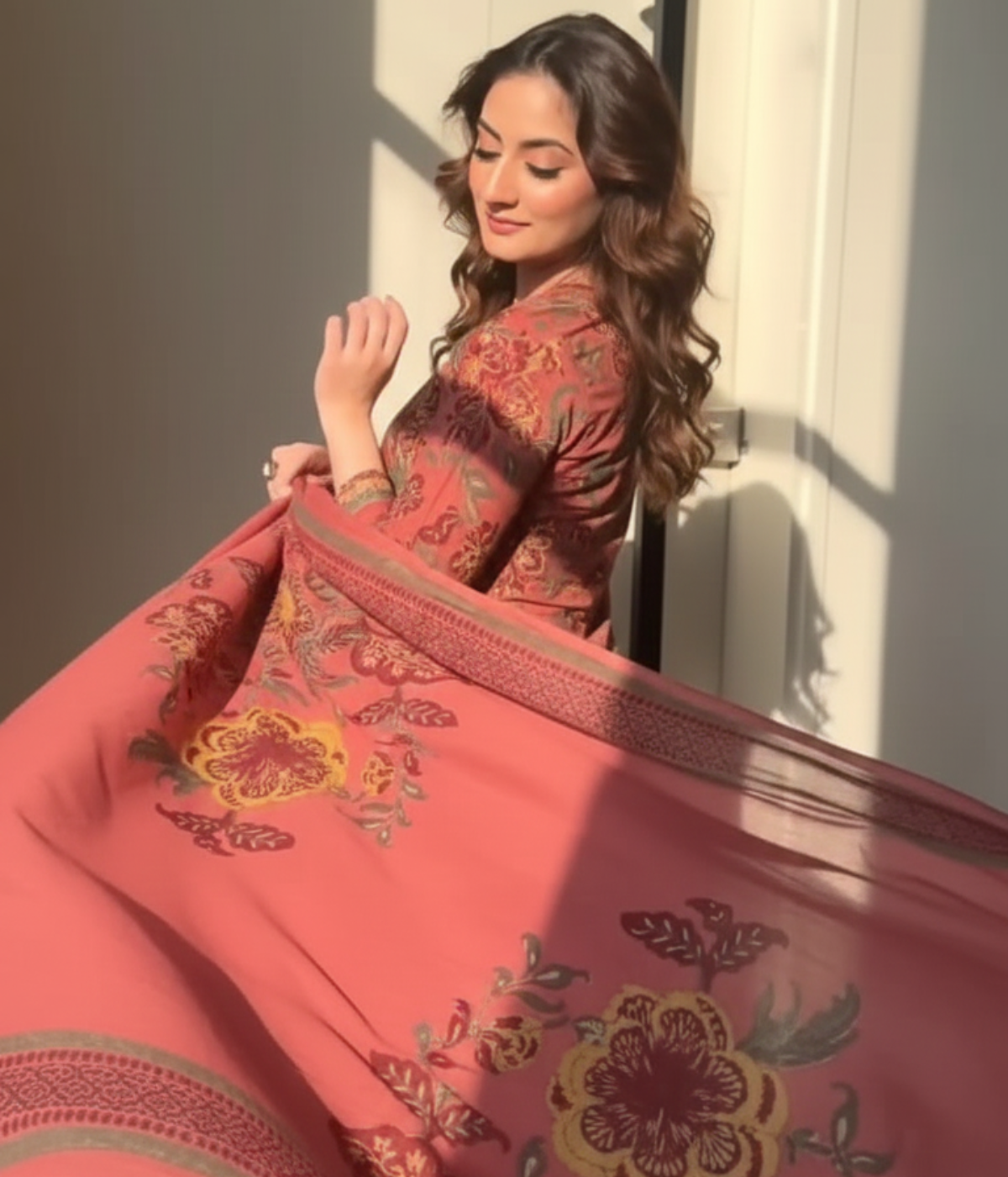 Multicolor Floral Printed Cotton Kurta Set with Dupatta