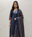 Blue Printed Kurta Set with Dupatta for Women