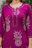 Maroon Floral Printed Kurta Set for Women