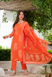 Orange Flower Printed Suit for Women