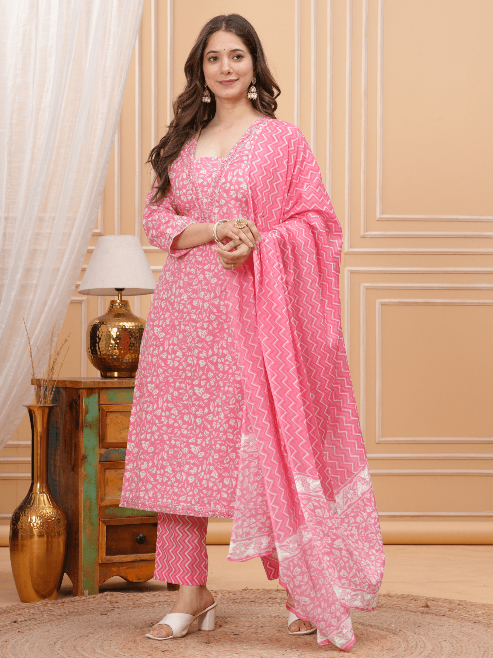 Buy Pink Embroidered Suit for Women online – Vayusut