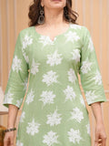 Green Floral Printed Kurta Set for Women - Vayusut