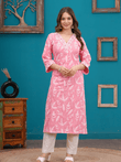 Pink Embroidered Kurta Set for Women - Vayusut