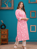 Pink Embroidered Kurta Set for Women - Vayusut
