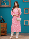 Pink Embroidered Kurta Set for Women - Vayusut