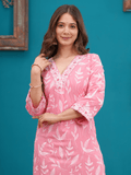 Pink Embroidered Kurta Set for Women - Vayusut
