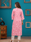 Pink Embroidered Kurta Set for Women - Vayusut